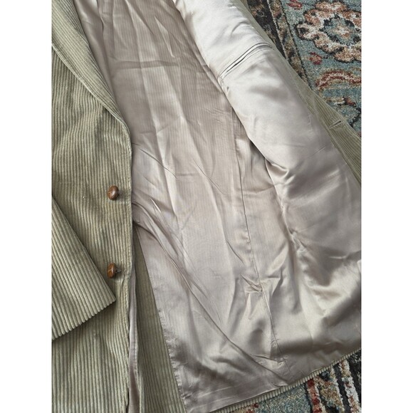 VINTAGE Lands End Mens 40L Tan Corduroy Blazer Sport Coat Jacket Elbow Patches - Picture 6 of 12